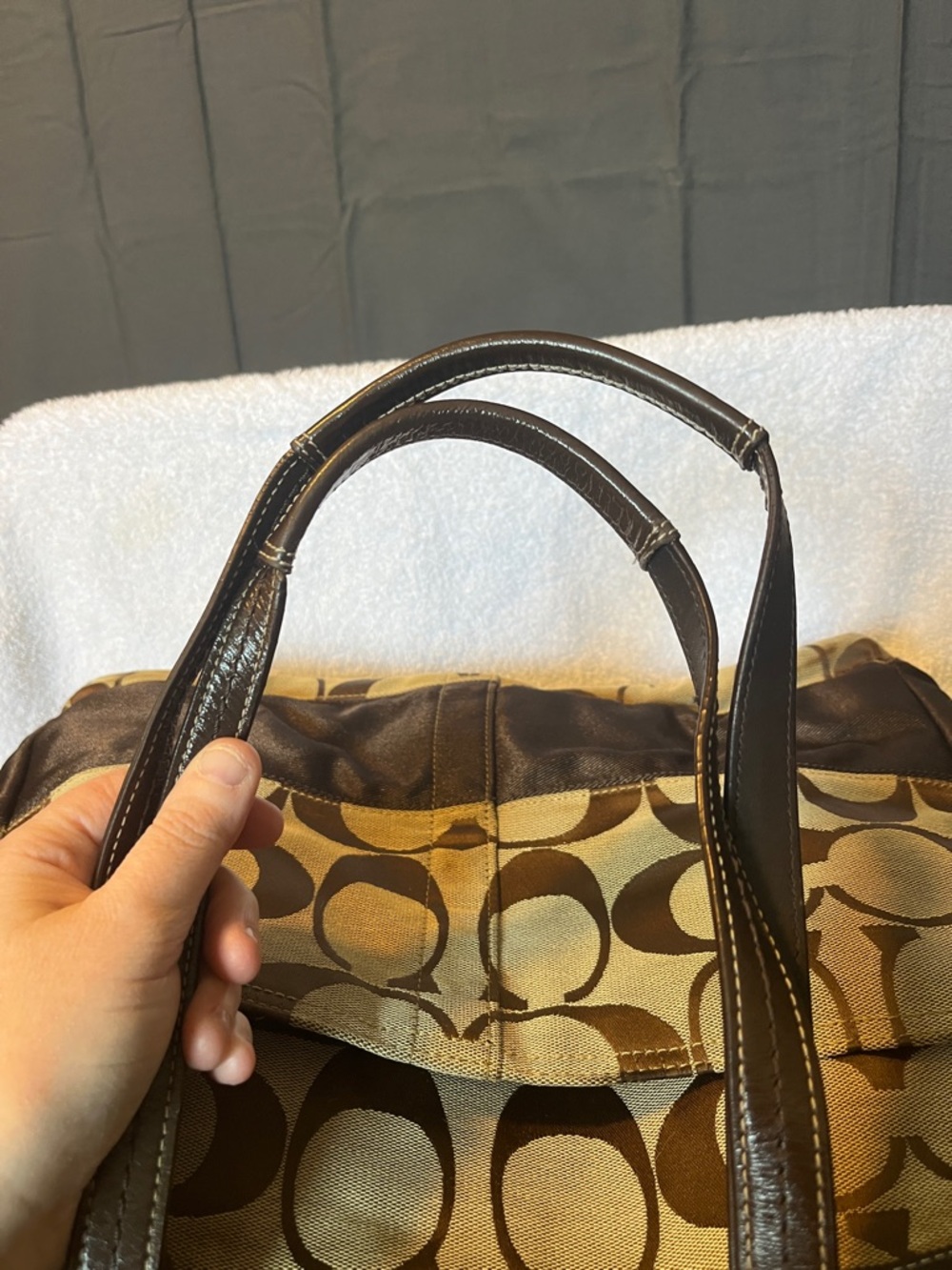 Coach Signature Stripe Canvas Tote Diaper Bag - Picture 4 of 10